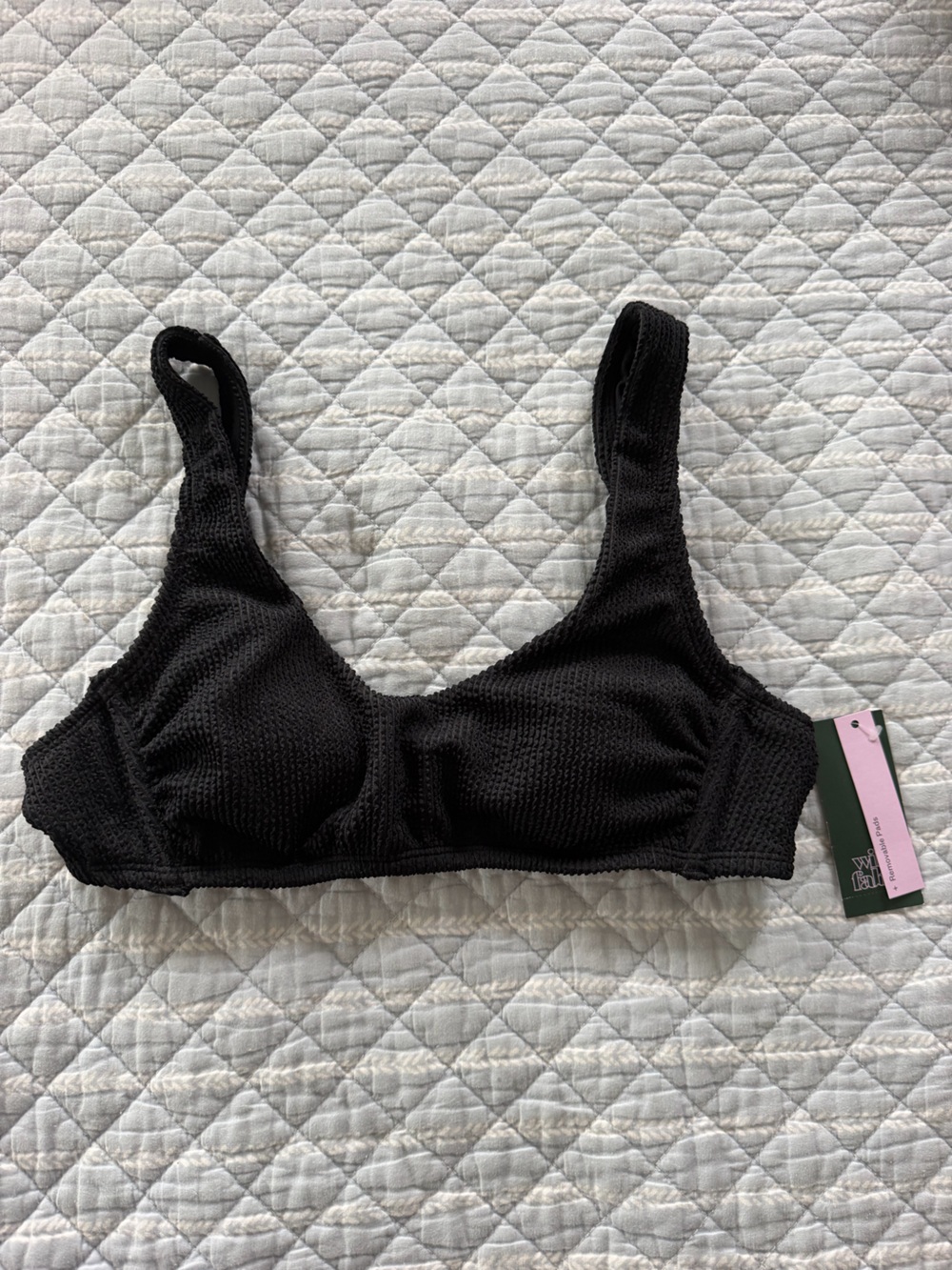 wild fable Black Textured Bikini Top